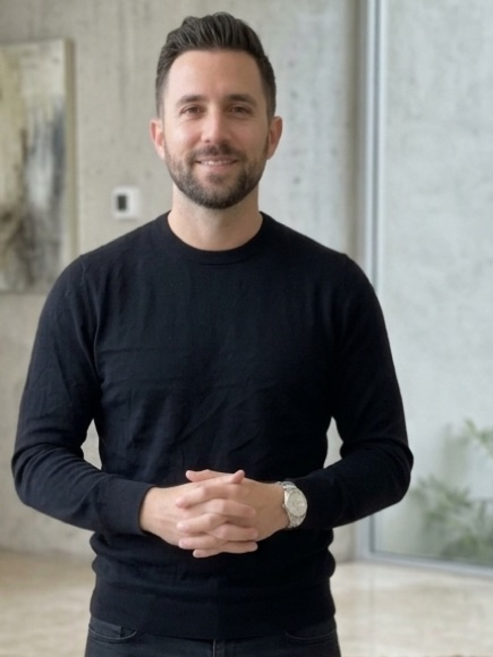 Suitsupply Wool Black Crewneck Knit Sweater
